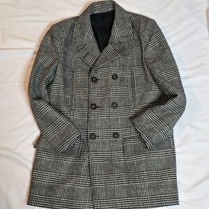 Ralph Lauren Black Label Wool Black and White Checkered Coat